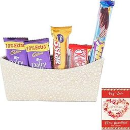 SFU E Com Delight Chocolate Celebration Combo | Valentine Chocolate With Love Greeting Card | Valentine Chocolate Hamper | 249-61