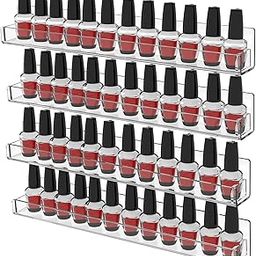 EHKO Nail Polish Organizer Wall Mounted,4 Pack Nail Polish Rack Display 48 Bottles Nail Tech Organizers and Storage,Clear Nail Polish Wall Rack Nail Supplies for Nail Techs,15 Inch-image-57