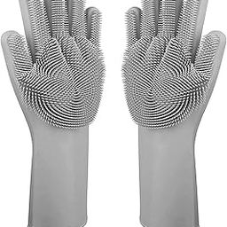 EPISKEY® Dishwashing Gloves with Wash Scrubber + Magic Silicone Gloves + Heat Resistant + Reusable Cleaning for Kitchen,Car, Bathroom and Pet (DISHWASHING_GLV)-13