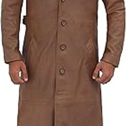 Real lambskin Leather Trench Coats Mens Stylish Casual Trench And Duster Style Long Leather Coat-image-73