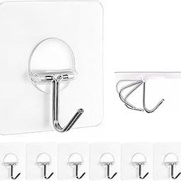 JIALTO Adhesive Hooks/10 Pack Transparent Adhesive Wall Hangings for Home Decoration/15kg Weight Capacity/Wall Decor Hanging Products/Kitchen Towel Strong/Heavy Duty Adhesive/Strong, Stainless Steel-19