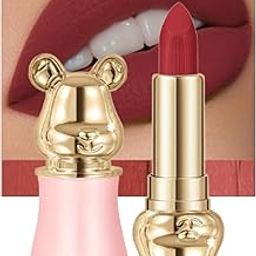GEGE BEAR Cute Velvet Matte Lipsticks for Women, Matte Waterproof Smudgeproof Long Lasting Nude Brown Pink Red Maroon Crayon Velvet Smooth Bullet Lipstick (#06- CORAL SUNSET, PACK OF 1)-picture-6