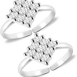 (Formerly MJ Graceful White Multi CZ Adorned Silver Toe Rings in Pure 92.5 Sterling Silver for Women-image-18