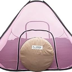AL-UQBA® Foldable Adults Double Bed (King Size, Queen Size) with Double Side Zip (6.5 x 6.5 f t) Mosquito Net (Pink)-26