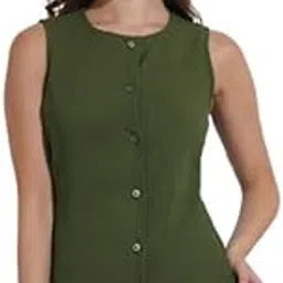 fashfun clothing Fashfun Women's Solid Round Neck Long Waistcoat Top-picture-22