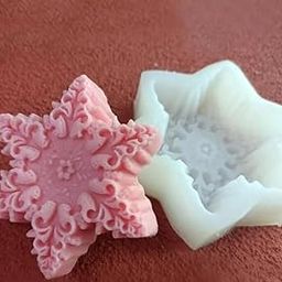 Keshav Creations Silicone Mold, Star Shape Snowflakes Mold, Christmas Candle Molds Marry Christmas, DIY 1 Cavity Soap Mould, Handmade Crafts Gifts, Merry Christmas-13