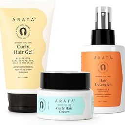 Arata Curl Refresh Trio - Curl Cream (100ml) + Gel (150ml) + Detangler (100ml) For Dry, Frizzy, Wavy Curly Hair | Reduces Frizz | Moisturises, Hydrates & Defines Curls | No Sulphate, Paraben, Silicone-13