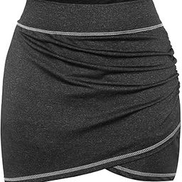 Women Ruched Workout Skirts Inner Shorts Athletic Sports Golf Run Skorts with Pockets-image-50