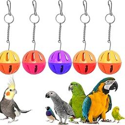 Hanging Ball Bird Toy Bird Rattler Accessories for Birds Cage Multi Color Plastic Bell Balls Birds Toys for Parakeets, Cockatiel, Budgerigar, Parrots (Hanging Balls Bell 5pcs)-32