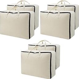Closet Organizer And Storage Foldable Clothing Storage Bag For Clothes, Blanket,Canvas Material (2) - White-image-61