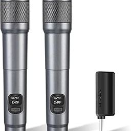 LUVUMVLT Wireless Microphone, Dual Handheld Dynamic Mic with Rechargeable Receiver, 40H Duration, 200ft Range, Plug and Play, Karaoke Microphone for Singing, Karaoke, Meeting, Church, Wedding-image-52