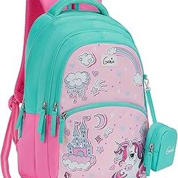 Stardew School Backpack for Girls |17 In-27 Ltr with Three Compartments, Side Pockets and Light Weight with Padded Shoulders |Best for Books,Stationery, Lunch Box & Essentials - Pink-45