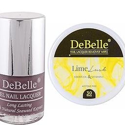 DeBelle combo of Nail Polish Majestic Mauve(8ml) & Lime Lush Nail Polish Remover Wipes (30 Pads)-image-18