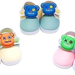 Baby Shoes Combo Pack of 3 – Cute Cartoon Bear First Walkers for Infants & Toddlers | Anti-Slip Soft Sole Shoes for Boys & Girls (Lemon/Blue/Pink)-image-53