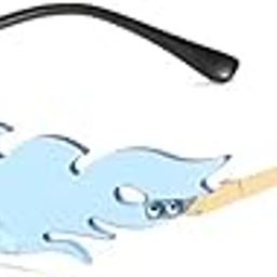 augen By Visions India Retro Vintage Fire Design Rimless Flame Abstract Unisex Non-Polarized Sunglasses Uv400 Protected (168)-picture-44