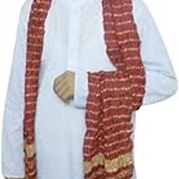 Men Stole, Indian Dupatta, Groom Scarves, Handmade, Traditional Wedding Chunni-image-16
