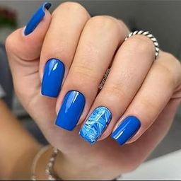 FWS Artificial fake Press On Nails Art Set (Set Of 20) Reusable Nails Extension,BridalNails,Stick-On Nails,Manicure Art Set, AcrylicNails,False Nails,DesignerNails | Nail Glue, Nail file, cuticle pusher, cleaning wipe | Glossy Blue Marble Shape Long Square-image-81