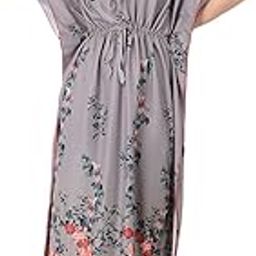 Women's Kaftan Nighty | Digital Print | Sarena Fabric | V Shaped Neck Nightwear | Nightdress for Girl-image-11