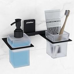 Plantex 304 Grade Stainless Steel Liquid Dispenser with Tumbler Holder/Toothbrush Holder/Shampoo Dispenser for Washbasin/Kitchen/Bathroom Accessories - Pack of 1 (Crystal, Black)-picture-24