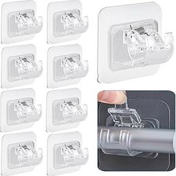 XUSSMM Pack of 10 Self-Adhesive Curtain Rod Holders, Nail-Free Adjustable Rod Holders, Towel Rods, Hooks, Curtains Hooks Holder for Living Room, Bedroom, Bathroom, Hotel (Transparent)-image-60
