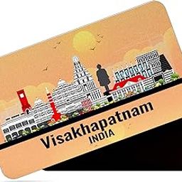 dhcrafts Rectangular Rubber Fridge Magnet/Magnetic Card Orange India Visakhapatnam Design Pack of 1 (8.6cm x 5.4cm)-3