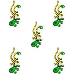 Comet Busters Beautiful Green Bindis With Gold Beads (BIN1380)(15mm)-picture-21