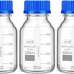 SPYLX Borosilicate Glass 3.3 Measuring Reagent Bottle 500ml With blue Screw Cap lab, Pack of 3 for laboratory and professional use-image-33