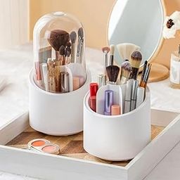Gopinath Store 360° Rotating Makeup Organizer, White Storage Display Stand for Cosmetics and Brushes-image-92