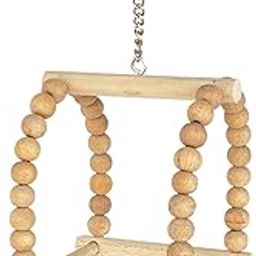 KSK Parrot Cage Hammock Swing 11" Natural Wooden Swing for Parrot Parakeet Budgie Cockatiel Cage with Metal Chain and Clasp (1 Pack)-21