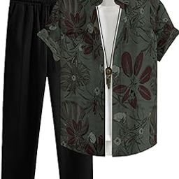 Co-Ord Set for Men | Cotton Blend Half Sleeve Shirt and Trouser | Casual Summer Outfit with Drawstring Pants-image-53