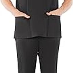 PRAGATI TRENDS Unisex Scrub Suit Surgical V-Neck Top and Cargo Type Trouser (BLACK, 2XL)-image-2