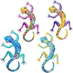UJEAVETTE 4X Gecko Wall Decor Metal Art Fence Home Decor Porch Lawn Hanging Sculptures-image-32