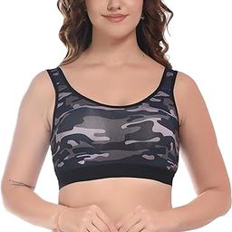 Women Lycra Army Printed Sports Bra Non-Padded Non-Wired Seamless Moulded Multicolor Combo-image-10