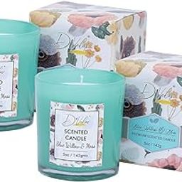 D'Velas™ Scented Jar Candle 5oz Pack of 2 - Blue Willow & Moss | Up to 26 Hours Burn Time | Smokeless & Clean Burn | Home Décor, Gifting & Relaxation | Elegant & Calming Glow-picture-18