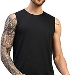 Slim Fit Waffle Knit Polyester Sleeveless T Shirt for Men - Sando Vest Tank Top Muscle Tee for Casual Wear, Gym, Training, Running-image-95