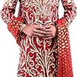 Men's Maroon Sherwani & H/M embroidery With Gold Churidar-image-13