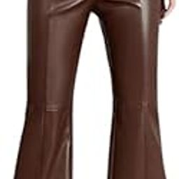 Leather Brown Women’s Midrise Trouser - Stylish Button Closure Leather Pants/Jeans for Women-image-79