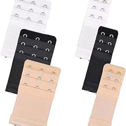 Tiousoni 6 Pieces Women's Bra Extenders 2 Hook 3 Hook Comfortable Stretchy Bra Extension Strap Black, White, Nude-12