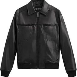 Men's Black Faux Leather Rider Jacket-45