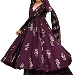 wedani Rayon Anarkali Dress with Plazzo Pant for Women-picture-0