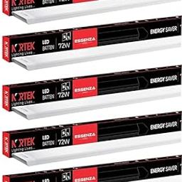 Nortek Essenza 72 Watt 4ft Led Tube Lights For Home With 3 In 1 Selectable Color Option Cool, Natural, Warm, LED Batten Light, Energy Efficient Led Light (Pack of 5)-image-1
