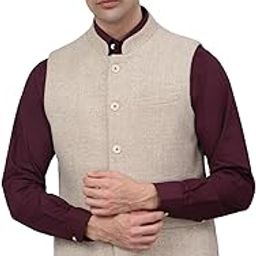 Men Self Design Mandarin Collar Formal Waistcoat l Formal Waist Coat for Men l Waist Coat for Men (P_MWCF00066B)-image-3