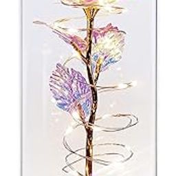 Cartxomy Rose Flower Gifts for Women,Birthday Gifts for Women, Colorful Rainbow Artificial Flower Rose Light Up Rose in A Glass Dome,Women Gifts,Valentines,Anniversary,Wedding Gifts-image-1