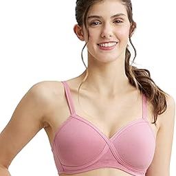 FE40 Women's Wirefree Padded Super Combed Cotton Elastane Stretch Full Coverage T-Shirt Bra with Cross Over Fit and Adjustable Straps-image-13