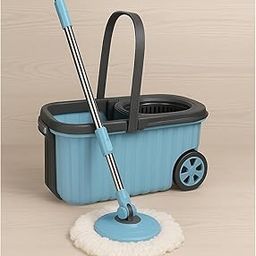 Spin Mop with Big Bucket with 2 Microfiber Refills 360 Flexible Mop Head Floor Cleaning Mop with Bucket, pocha for Floor Cleaning, Mopping Sets Big Wheels and Heavy Wringer Brushs (Nevy Blue)-image-1