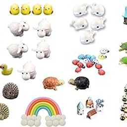 Resin Miniature Decor Items for Garden, Plants, Dollhouse, Terrarium Animals Miniature (Multicolor, X Small, 60 Pieces), Animal-image-97
