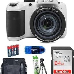 Kodak PIXPRO AZ405 Digital Camera Bundle, Includes: SanDisk 64GB SDXC Memory Card, Small Camera Bag, SD Card Reader and More (6 Items) (White)-10