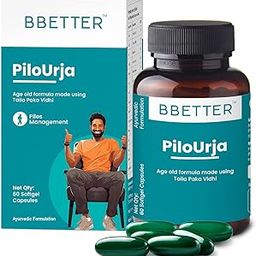 BBETTER PiloUrja - Lab Tested Ayurvedic Medicine for Relief from Piles Pain, Burning & Itching | Made by Taila Paka Vidhi Method | 60 Softgels-image-75