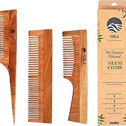 YERLA Kacchi Neem Wooden Comb, Natural neem wood for a smooth, snag-free combing experience, Soaked in Herbs Oil (Dual Tooth, Handle & Pintail comb) Combo Pack of 3-image-101