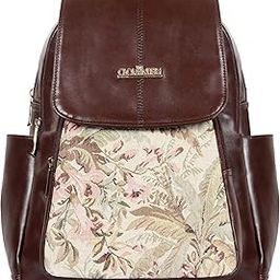 Medium Size Faux Leather & Tapestry Women's Standard Backpack College School Bag Casual Travel Standard Backpack For Ladies Girls 10 Ltr-image-50